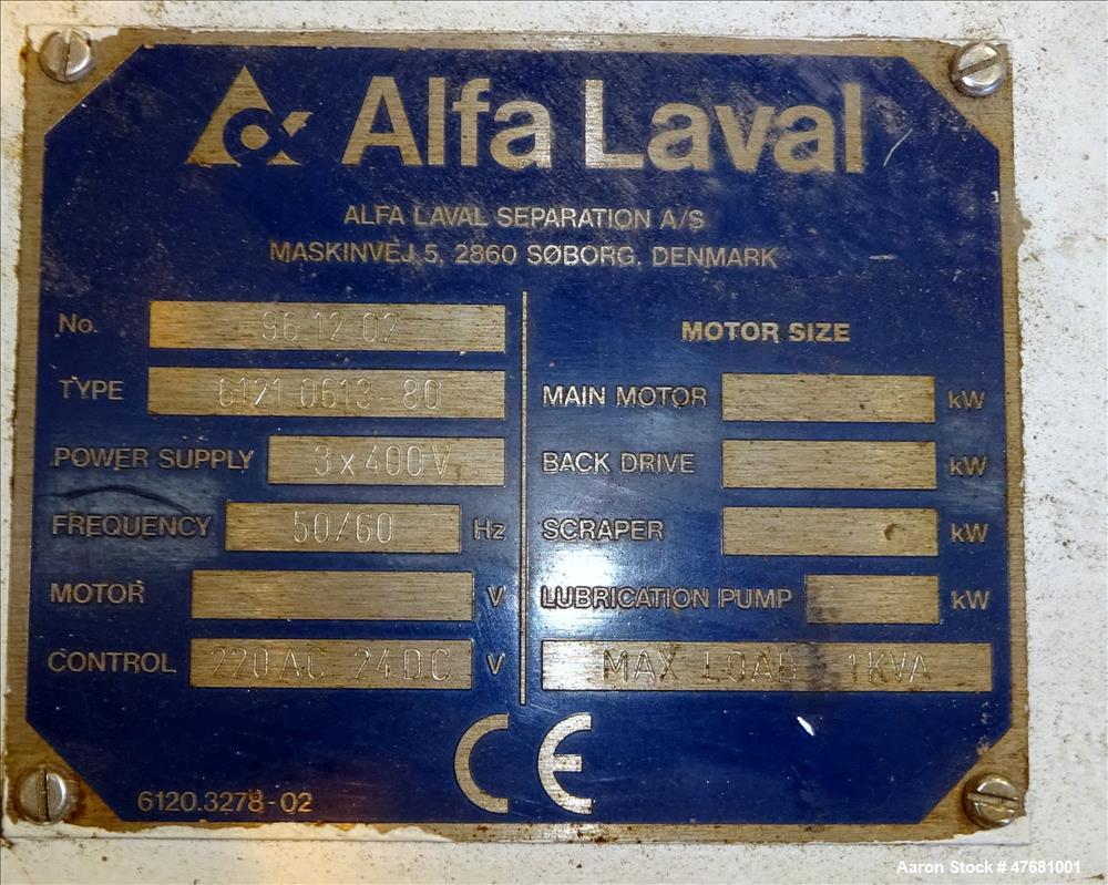 Used Alfa Laval DSNX-4850 Solid Bowl Decanter Centrifuge