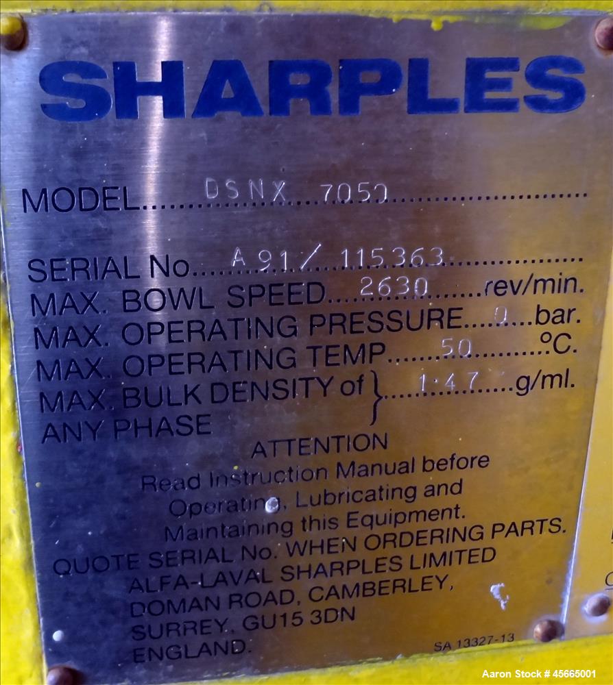 Used Alfa Laval/Sharples DSNX 7050 Super-D-Canter Centrifuge