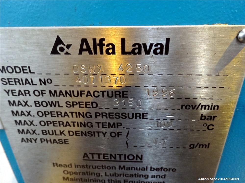 Used- Alfa Laval/Sharples DSNX-4250 (PM-36000) Super-D-Canter Centrifuge (dry so