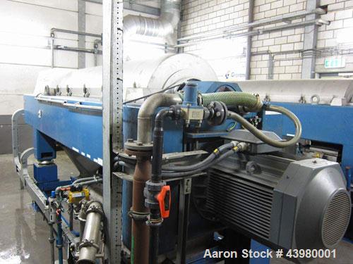 Used Alfa Laval DSNX4850 Decanter Centrifuge. AISI316 (1.4401) Stainless steel construction on product contact parts. Max bowl speed 3650 rpm, 2 phase, 18.8” diameter x 79.4” straight side (480 mm di...
