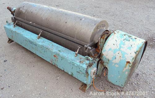 Used Alfa Laval decanter, type NX 418B-31G. 316 stainless steel construction on product contact parts. Approximate maximum bowl speed 4000. Single lead conveyor. Complete with gearbox.