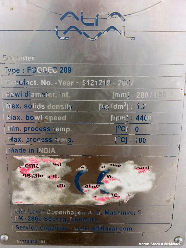 Alfa Laval Foodec Decanter Centrifuge