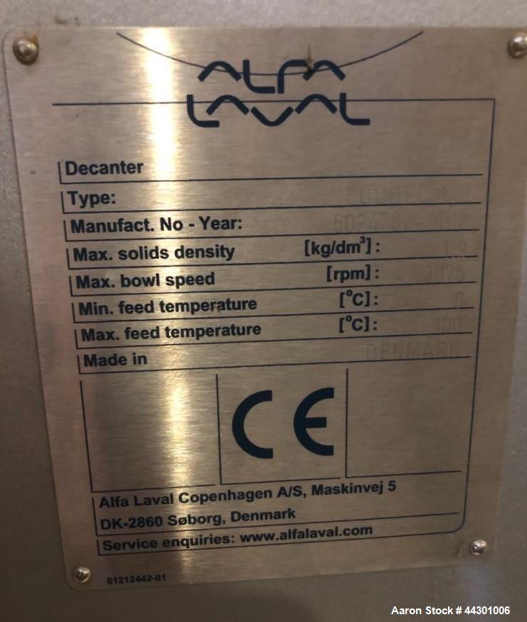 Used Alfa Laval Foodec 600 Solid Bowl Decanter Centrifuge