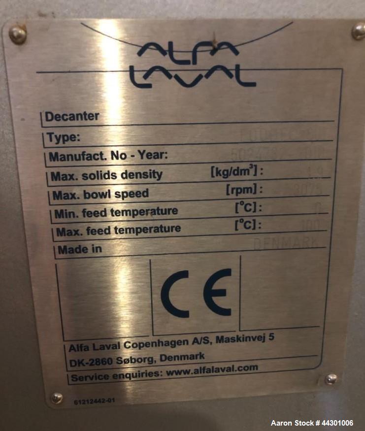 Used- Alfa Laval Foodec 600 Solid Bowl Decanter Centrifuge