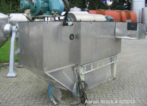 USED: Alfa Laval decanter, bowl and gearbox, type MRNX416S-31C.Material of construction is stainless steel on product contact parts.Max sludge density 1.8. Single row of cake discharge ports. 40.5 hp...