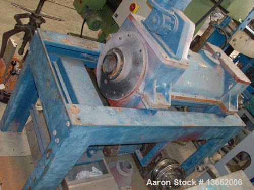 Used Alfa Laval NX-309B-31 Solid Bowl Decanter Centrifuge. 316 Stainless steel construction on product contact parts. Max bowl speed 5600 rpm, 3 phase, 1 3/4" (45 mm) single lead "Esjberg" design con...