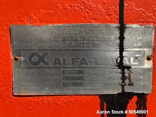 Used Alfa Laval DMNX-414B-31G "Drilling Mud" Solid Bowl Decanter Centrifuge