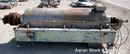 Used Alfa Laval NX-418B-31G Solid Bowl Decanter Centrifuge. 316 stainless steel construction on product contact areas, max bowl speed 4000 rpm. 70 mm single lead Esjberg conveyor with welded hardfaci...