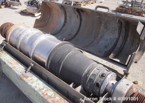 Used Alfa Laval NX-418B-31G Solid Bowl Decanter Centrifuge. 316 stainless steel construction on product contact areas, max bowl speed 4000 rpm. 70 mm single lead Esjberg conveyor with welded hardfaci...