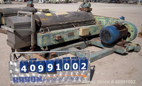 Used Alfa Laval NX-418B-31G Solid Bowl Decanter Centrifuge. 316 stainless steel construction on product contact areas, max bowl speed 4000 rpm. 70 mm single lead Esjberg conveyor with welded hardfaci...