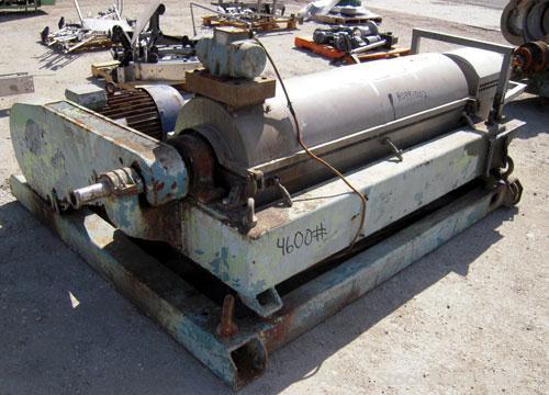 Used Alfa Laval NX-418B-31G Solid Bowl Decanter Centrifuge. 316 stainless steel construction on product contact areas, max bowl speed 4000 rpm. 70 mm single lead Esjberg conveyor with welded hardfaci...