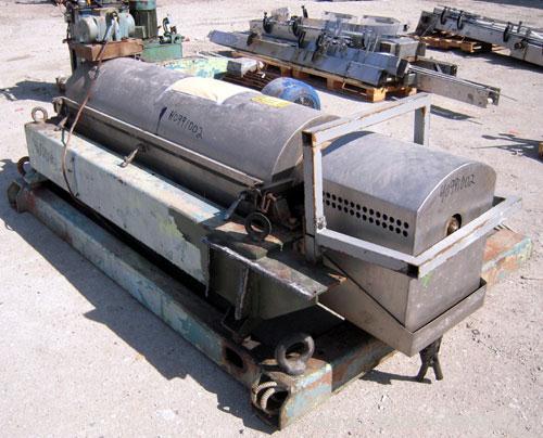 Used Alfa Laval NX-418B-31G Solid Bowl Decanter Centrifuge. 316 stainless steel construction on product contact areas, max bowl speed 4000 rpm. 70 mm single lead Esjberg conveyor with welded hardfaci...