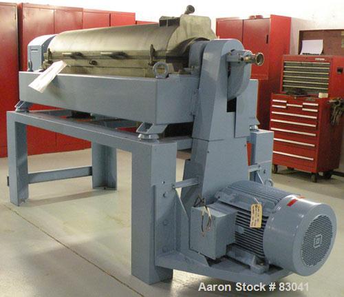 Used Alfa Laval NX-418B-31G Solid Bowl Decanter Centrifuge. 316 stainless steel construction on product contact areas. Maximum bowl speed 4000 rpm. 3" esjberg single lead conveyor with TM-21 welded h...