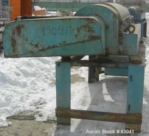 Used Alfa Laval NX-418B-31G Solid Bowl Decanter Centrifuge. 316 stainless steel construction on product contact areas. Maximum bowl speed 4000 rpm. 3" esjberg single lead conveyor with TM-21 welded h...