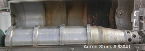 Used Alfa Laval NX-418B-31G Solid Bowl Decanter Centrifuge. 316 stainless steel construction on product contact areas. Maximum bowl speed 4000 rpm. 3" esjberg single lead conveyor with TM-21 welded h...