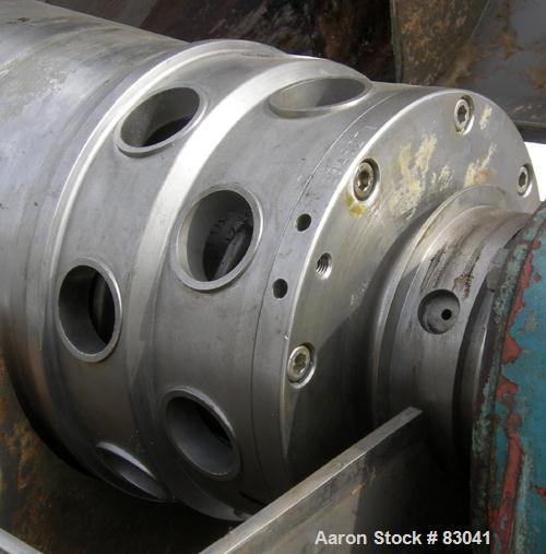 Used Alfa Laval NX-418B-31G Solid Bowl Decanter Centrifuge. 316 stainless steel construction on product contact areas. Maximum bowl speed 4000 rpm. 3" esjberg single lead conveyor with TM-21 welded h...