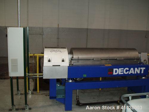 Unused-Used: Alfa Laval NX-418B-31G Solid Bowl Decanter Centrifuge. Max bowl speed 4000 rpm, 110 mm single lead conveyor with weld hardfacing, lined solids discharge ports, liquid plate dams, base, c...