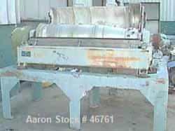 USED: Alfa Laval AVNX-418 decanter centrifuge, 316 S/S. 70mm single lead conveyor with welded hardfacing, double row cake discharge ports, moon liquid plate dams, gearbox, main drive motor, fixed spe...