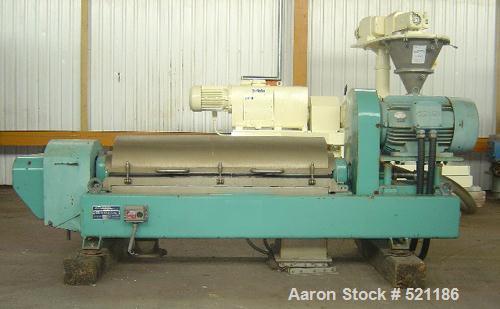USED: Alfa Laval AVNX-418B-31G solid bowl decanter centrifuge. 316 stainless steel construction on product contact areas. Max bowl speed 4000, single lead conveyor with welded hardfacing, double row ...