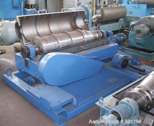 USED: Alfa Laval NX-418 solid bowl decanter centrifuge. 316 stainlesssteel construction on product contact areas, max bowl speed 4000,single lead conveyor with welded hardfacing, double row of linedc...