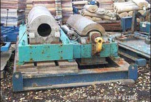 USED: Alfa-Laval NX-418 solid bowl decanter centrifuge rotating assembly, 316 stainless steel construction. Max bowl speed 4000 rpm, 70 mm conveyor with welded hardfacing, centripetal pump liquid dis...