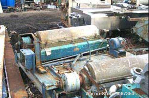 USED: Alfa-Laval NX-418 solid bowl decanter centrifuge rotating assembly, 316 stainless steel construction. Max bowl speed 4000 rpm, 70 mm conveyor with welded hardfacing, centripetal pump liquid dis...