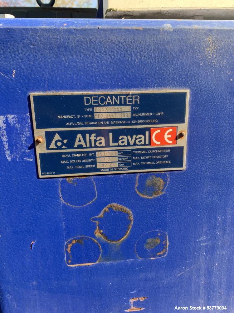 Used Alfa Laval DSNX 4555 Decanter Centrifuge – 316 Stainless Steel Solid Bowl System for Industrial Sludge Dewatering