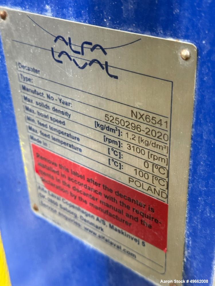 Used - Alfa Laval NX-6541 "Sanx" solid bowl decanter centrifuge