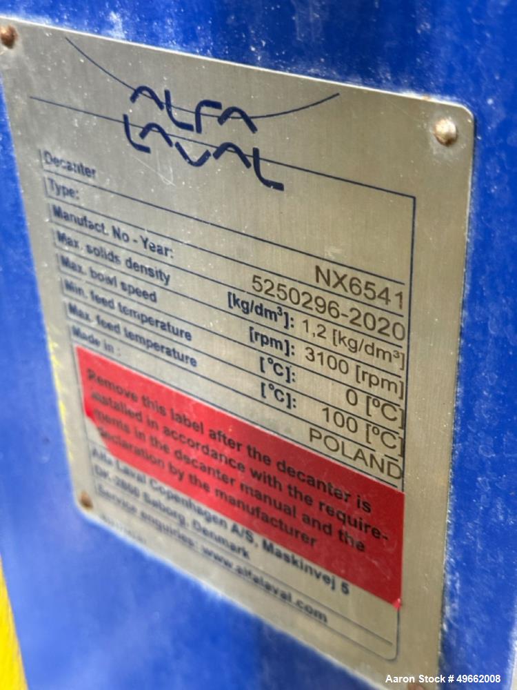 Rebuilt: Alfa Laval NX-6541 "Sanx" solid bowl decanter centrifuge