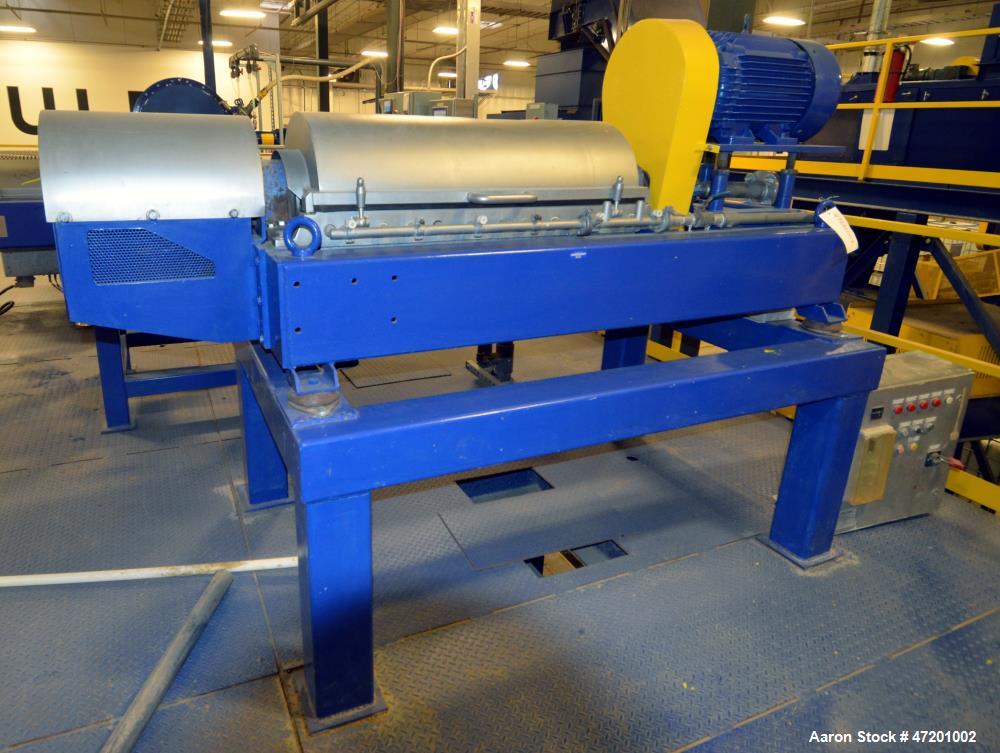 Used Alfa Laval NX 414 Decanter Centrifuge. 316 Stainless steel product contact areas. Maximum bowl speed 4000 rpm, approximate 110mm single lead conveyor, single row of lined cake discharge ports, 2...