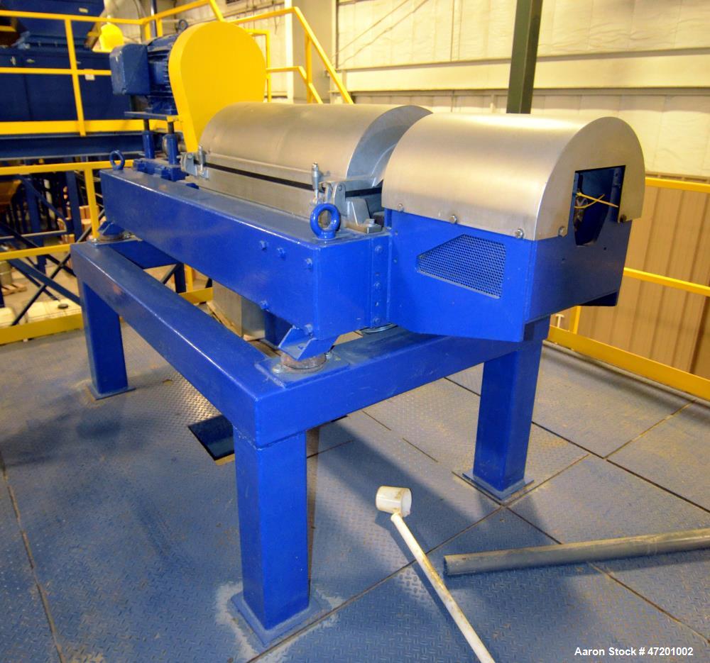 Used Alfa Laval NX 414 Decanter Centrifuge. 316 Stainless steel product contact areas. Maximum bowl speed 4000 rpm, approximate 110mm single lead conveyor, single row of lined cake discharge ports, 2...