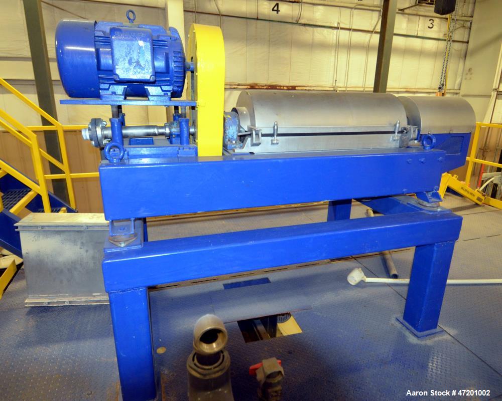 Used Alfa Laval NX 414 Decanter Centrifuge. 316 Stainless steel product contact areas. Maximum bowl speed 4000 rpm, approximate 110mm single lead conveyor, single row of lined cake discharge ports, 2...