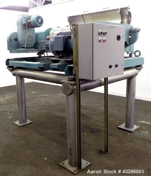 Used Alfa Laval NX-418S-31G (2 or 3 phase design) Solid Bowl Decanter Centrifuge. 316 Stainless steel construction on product contact areas, maximum bowl speed 4000 rpm, 70 mm single lead conveyor, s...