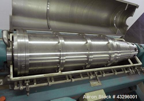 Used Alfa Laval NX-418S-31G (2 or 3 phase design) Solid Bowl Decanter Centrifuge. 316 Stainless steel construction on product contact areas, maximum bowl speed 4000 rpm, 70 mm single lead conveyor, s...