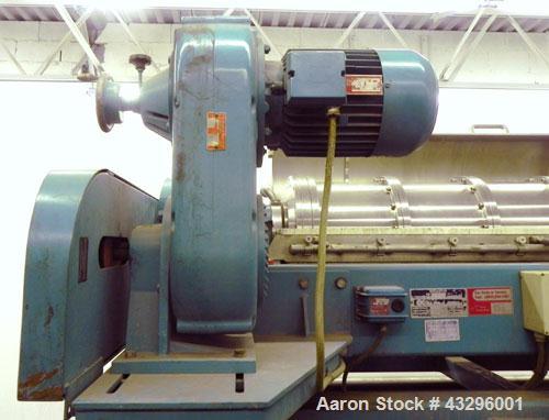 Used Alfa Laval NX-418S-31G (2 or 3 phase design) Solid Bowl Decanter Centrifuge. 316 Stainless steel construction on product contact areas, maximum bowl speed 4000 rpm, 70 mm single lead conveyor, s...