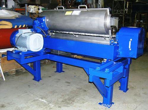 USED: Alfa Laval decanter, type NX418S-31G. Material of constructionis stainless steel on product contact parts. Single row of cakedischarge ports. Max bowl speed 4000 rpm by a 55.5 hp/37kw-8.25 hp/5...