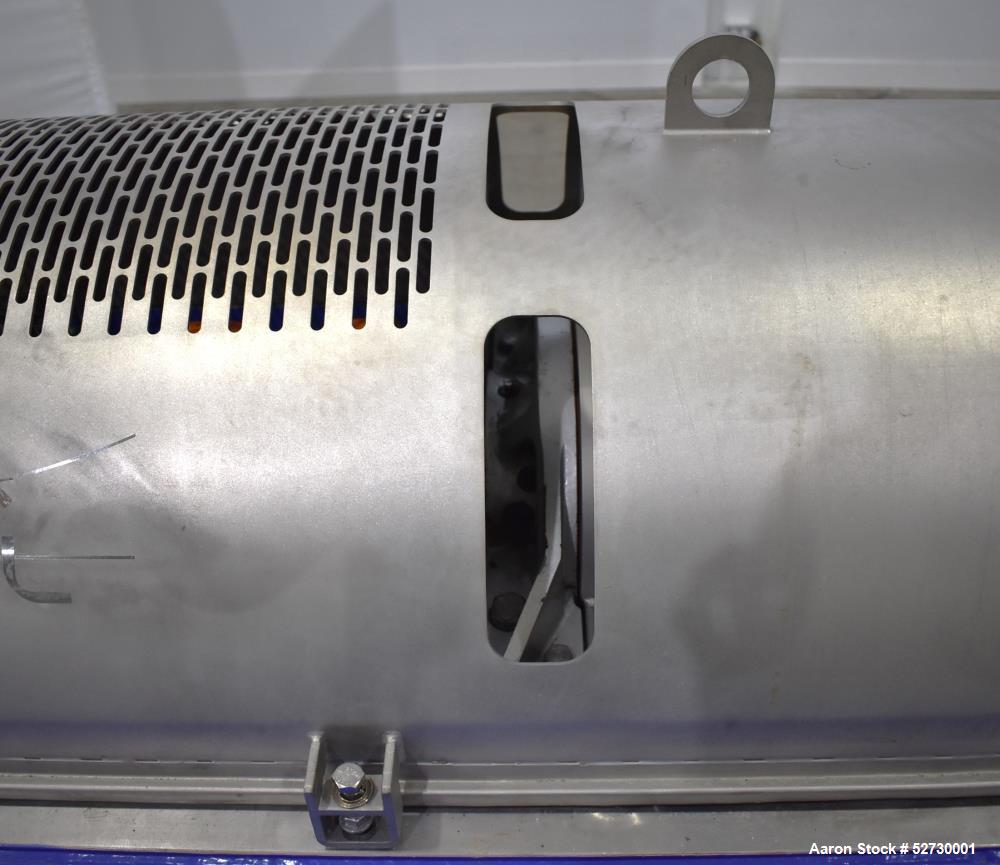 Used Alfa Laval P1-305 Solid Bowl Decanter Centrifuge. 304 Stainless Steel contract areas. Maximum solids density 1.3 kg/dm3. Maximum bowl speed 4200 rpm. Feed temperature 32 to 212 degrees F. Approx...