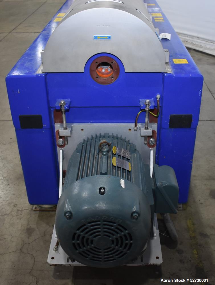 Used Alfa Laval P1-305 Solid Bowl Decanter Centrifuge. 304 Stainless Steel contract areas. Maximum solids density 1.3 kg/dm3. Maximum bowl speed 4200 rpm. Feed temperature 32 to 212 degrees F. Approx...