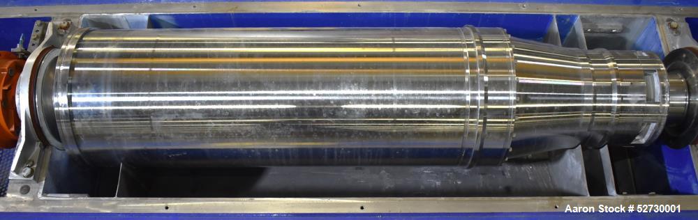 Used Alfa Laval P1-305 Solid Bowl Decanter Centrifuge. 304 Stainless Steel contract areas. Maximum solids density 1.3 kg/dm3. Maximum bowl speed 4200 rpm. Feed temperature 32 to 212 degrees F. Approx...