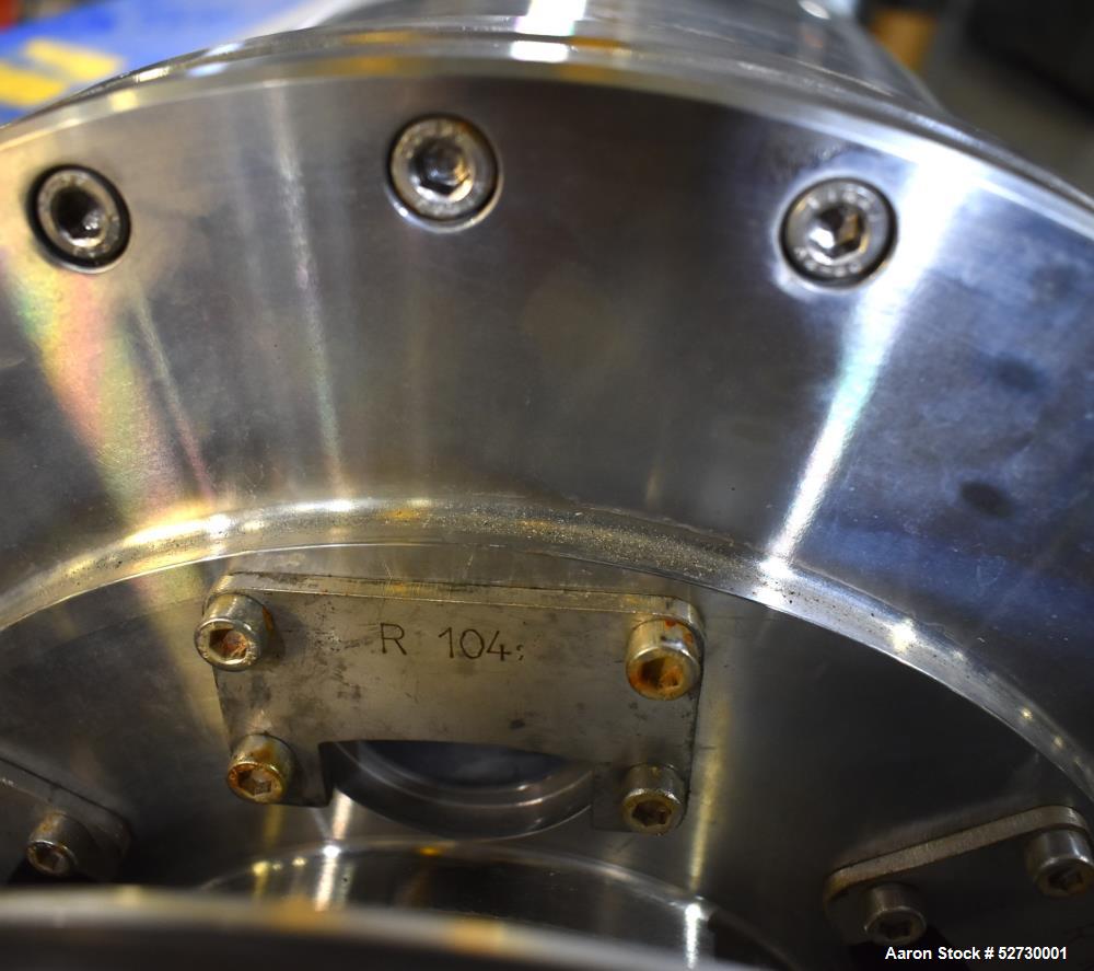 Used Alfa Laval P1-305 Solid Bowl Decanter Centrifuge. 304 Stainless Steel contract areas. Maximum solids density 1.3 kg/dm3. Maximum bowl speed 4200 rpm. Feed temperature 32 to 212 degrees F. Approx...