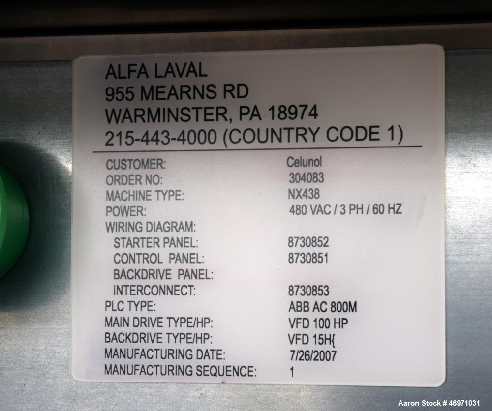 Used Alfa Laval SG2-500 Solid Bowl Decanter Centrifuge