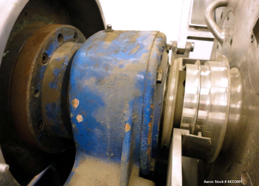Used Alfa Laval NX-314 B-11 Solid Bowl Decanter Centrifuge. 316 Stainless steel product contact areas. Maximum bowl speed 3250 rpm, 70mm double lead conveyor, single row cake lined discharge ports, g...