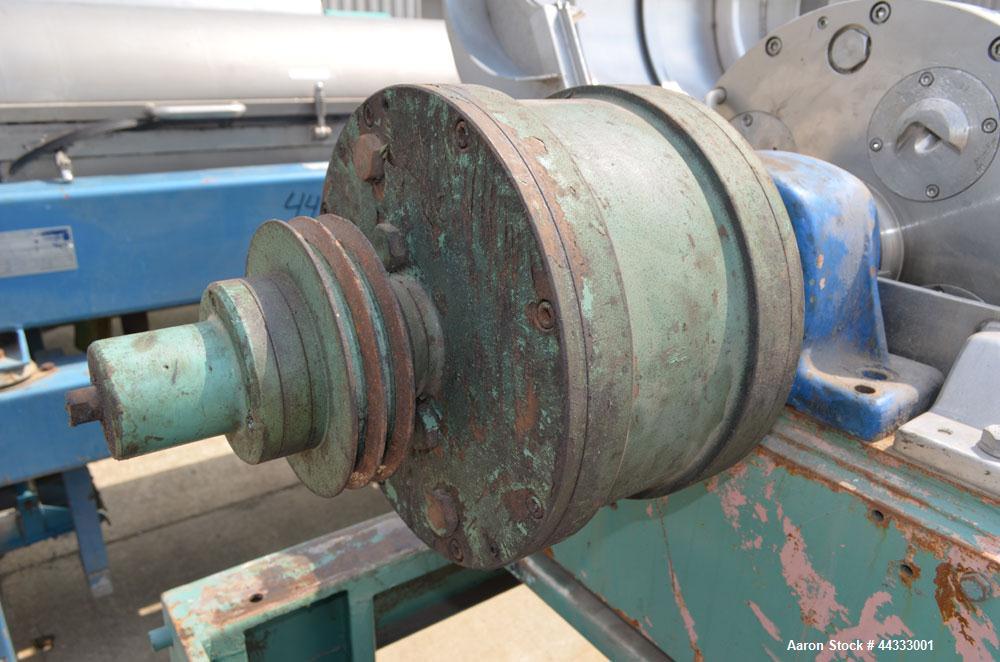Used Alfa Laval NX-314 B-11 Solid Bowl Decanter Centrifuge. 316 Stainless steel product contact areas. Maximum bowl speed 3250 rpm, 70mm double lead conveyor, single row cake lined discharge ports, g...