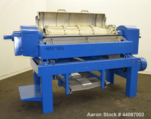 Used Alfa Laval UVNX-418 Solid Bowl Decanter Centrifuge. 316 Stainless steel (product contact areas). Approximate 70mm single lead conveyor, 2 or 3 phase machine, maximum bowl speed 3250 rpm, regulat...