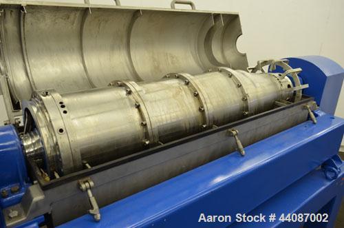 Used Alfa Laval UVNX-418 Solid Bowl Decanter Centrifuge. 316 Stainless steel (product contact areas). Approximate 70mm single lead conveyor, 2 or 3 phase machine, maximum bowl speed 3250 rpm, regulat...