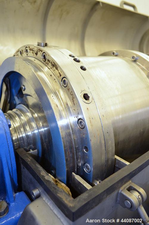 Used Alfa Laval UVNX-418 Solid Bowl Decanter Centrifuge. 316 Stainless steel (product contact areas). Approximate 70mm single lead conveyor, 2 or 3 phase machine, maximum bowl speed 3250 rpm, regulat...