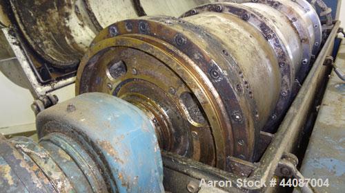 Used Alfa Laval UVNX-418 (2 or 3 phase) Solid Bowl Decanter Centrifuge. 316 Stainless steel (product contact areas). single lead conveyor, single row of lined cake discharge ports,cake discharge cage...