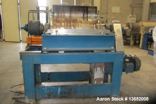 Used Alfa Laval UVNX-314B-31G Solid Bowl Decanter Centrifuge. 3 way, 316 stainless steel (product contact areas). Maximum bowl speed 3250 rpm, single lead conveyor, single row of line cake discharge ...