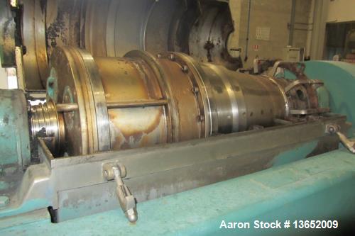 Used Alfa Laval UVNX-414B-31G Solid Bowl Decanter Centrifuge. 3 way, 316 stainless steel (product contact areas). Maximum bowl speed 3250 rpm, single lead conveyor, single row of line cake discharge ...