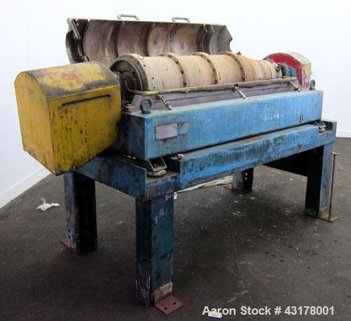 Used Alfa Laval UVNX-418-B11 Solid Bowl Decanter Centrifuge (3 phase unit). 316 Stainless steel (product contact areas), maximum bowl speed 4000 rpm, single row of lined cake discharge ports, 110 mm ...